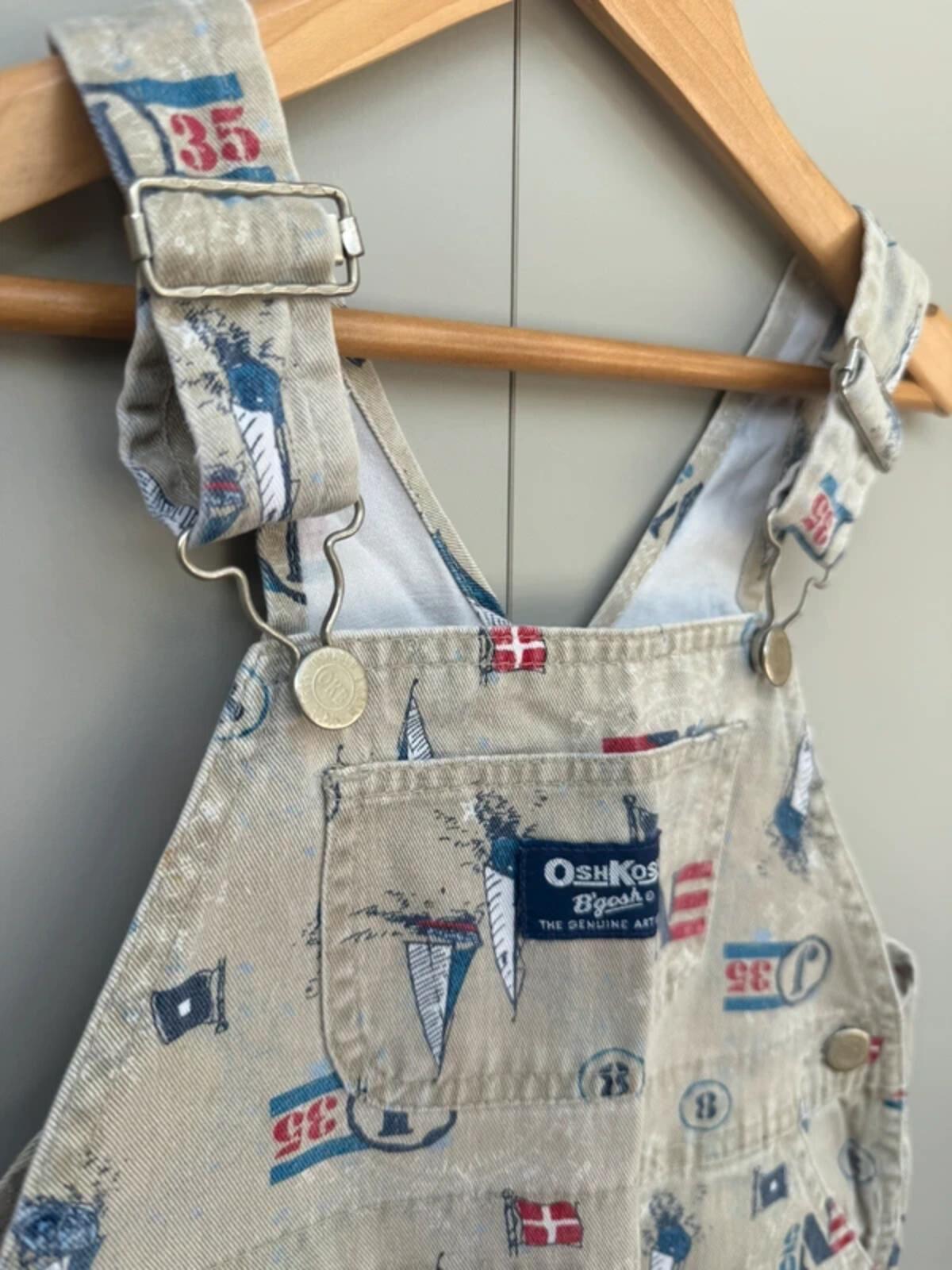 RARE Oshkosh 80s USA Vintage Boat Shortall Dungarees 4T