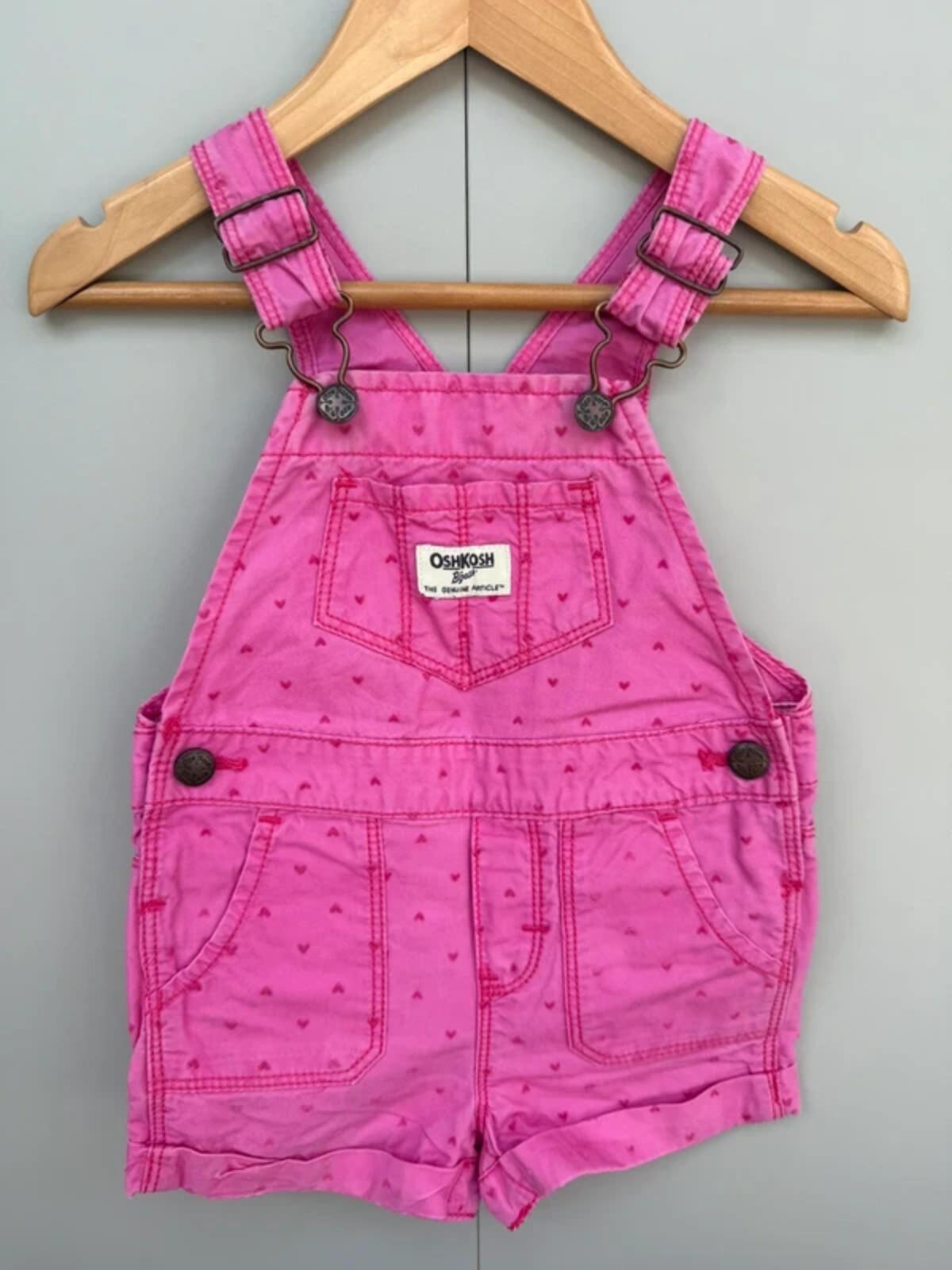 Oshkosh Pink Heart Shortall Dungarees 12M