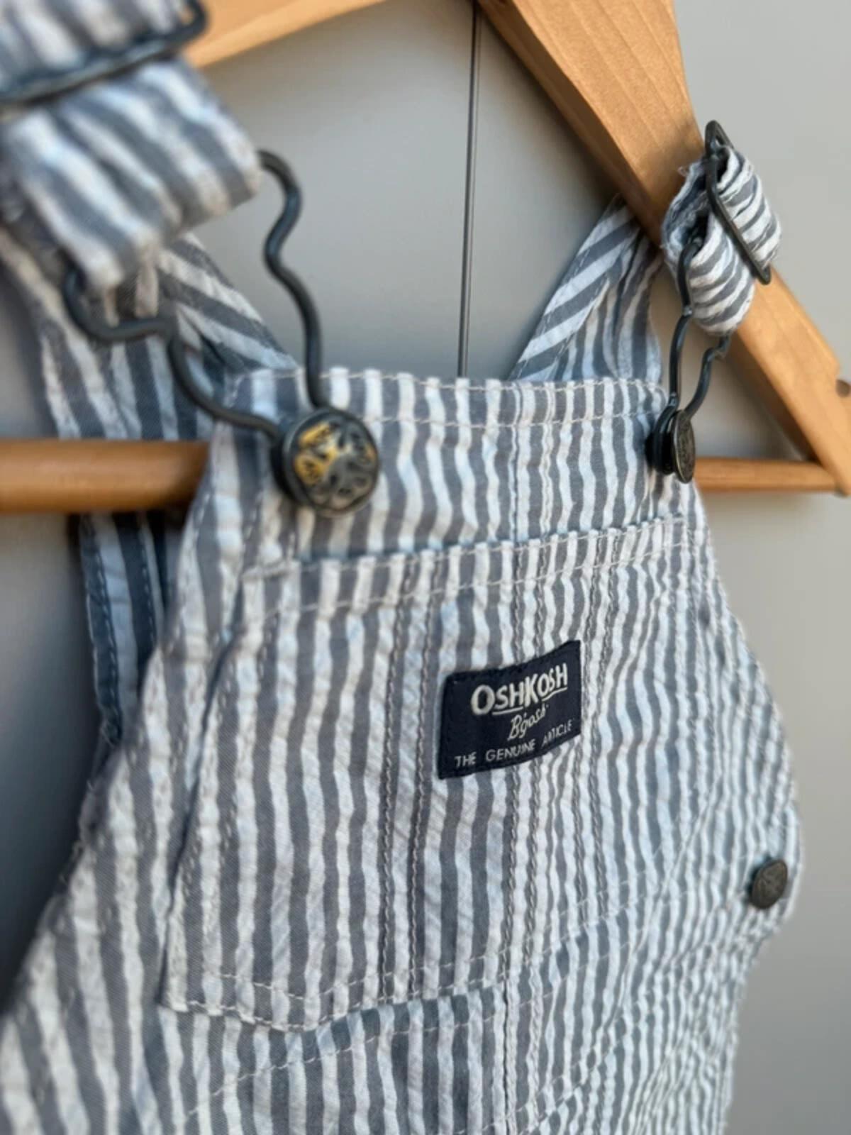 Oshkosh Hickory Striped Grey Dungarees 3M