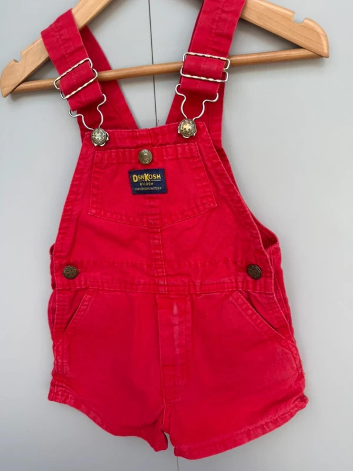 Oshkosh 80s Vintage Red Shortall Dungarees 3T