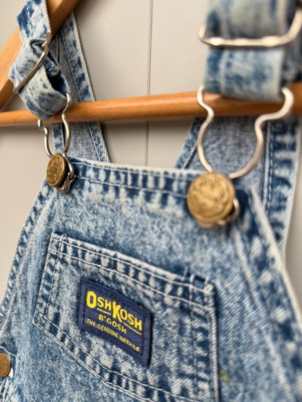 Oshkosh Vintage Acid Denim Shortall Dungarees 24M
