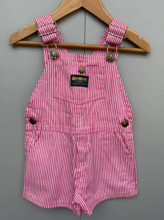 Oshkosh Vintage 80s USA Hickory Pink Shortall Dungarees 3T