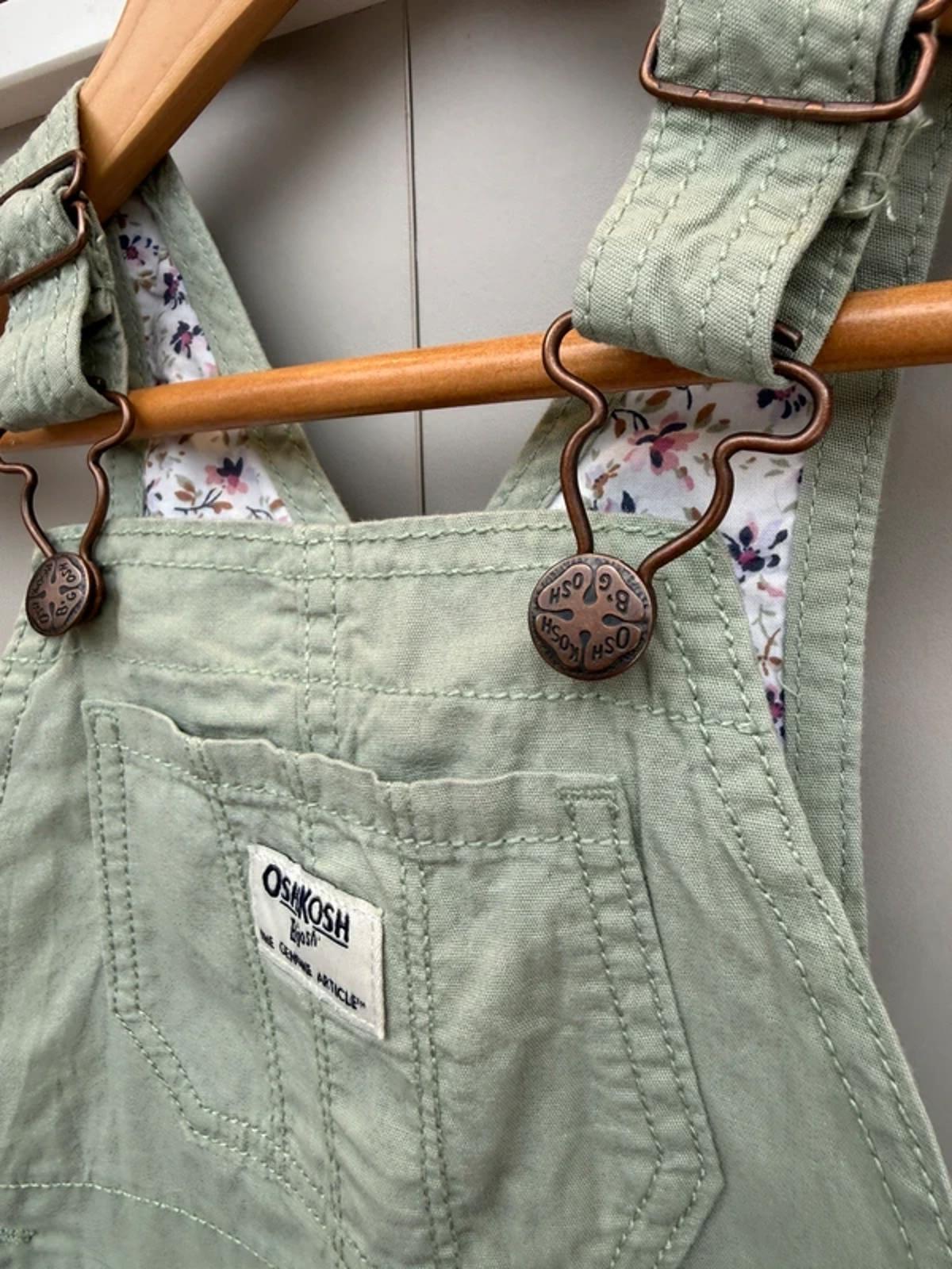 Oshkosh Sage Green Floral Dungarees 2T