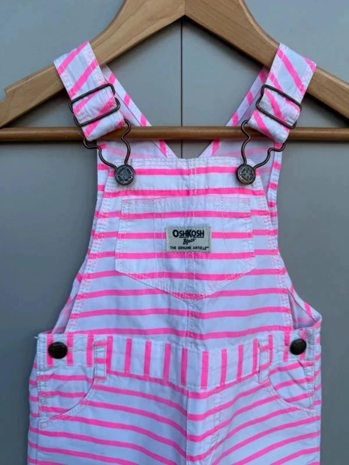 Oshkosh Striped Pink Dungarees 9M
