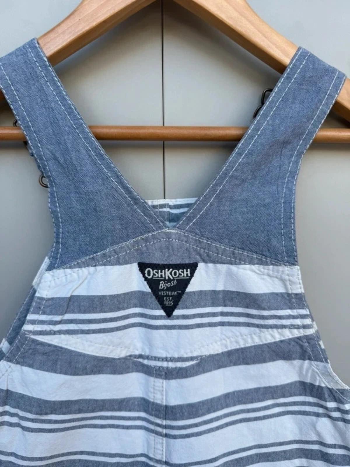 Oshkosh Striped Blue Shortall Dungarees 3T