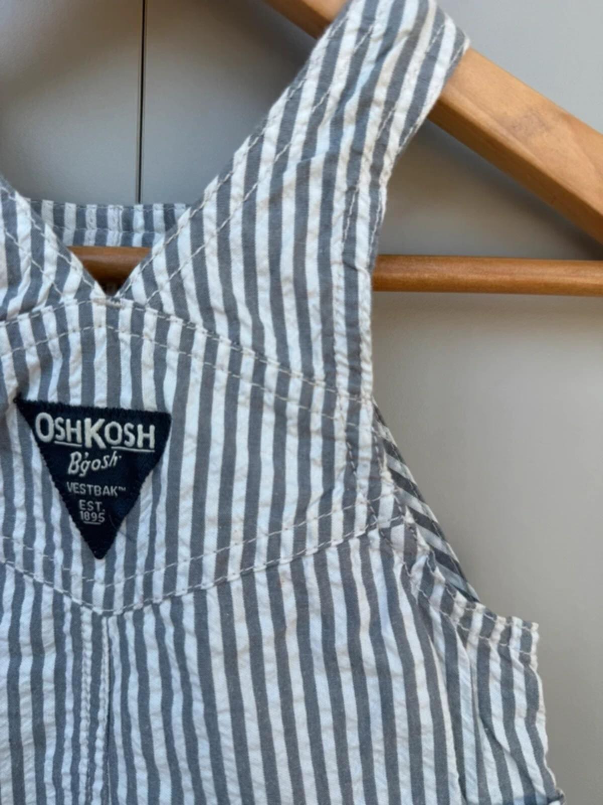 Oshkosh Hickory Striped Grey Dungarees 3M