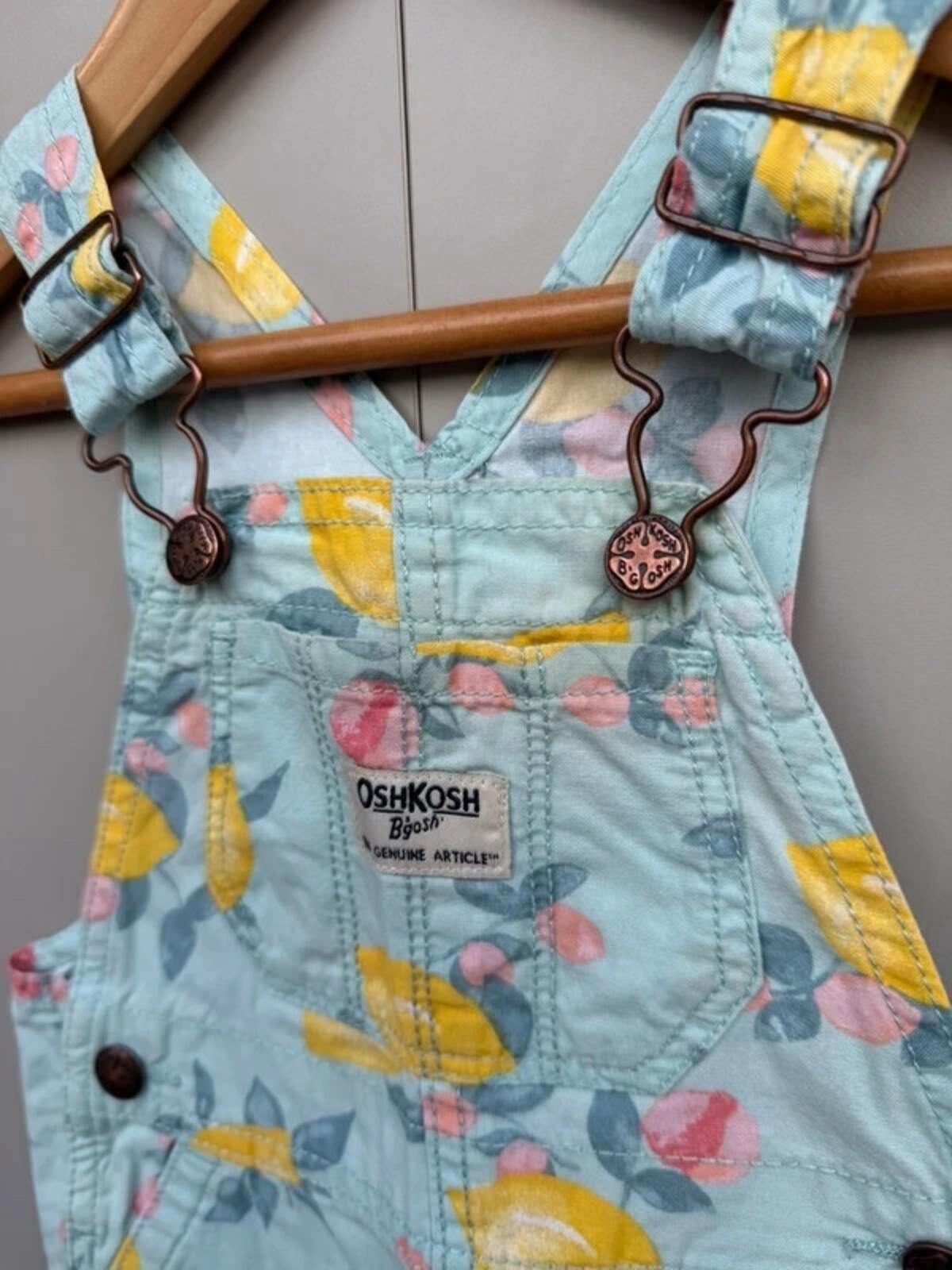 Oshkosh Lemon Blue Shortall Dungarees 12M