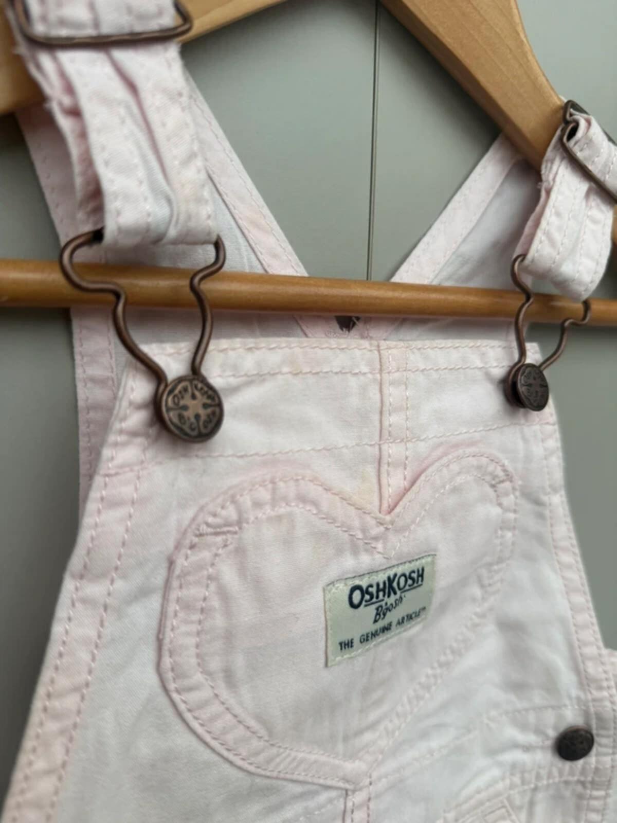 Oshkosh Rose Pink Heart Shortalls 12M