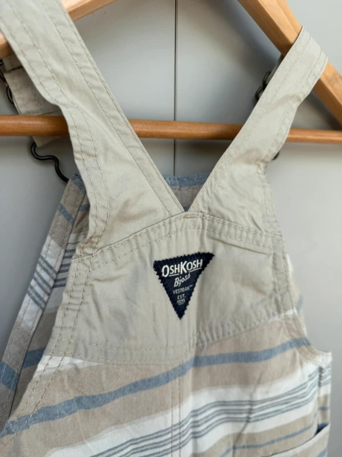 Oshkosh Beige Stripe Shortall Dungarees 18M