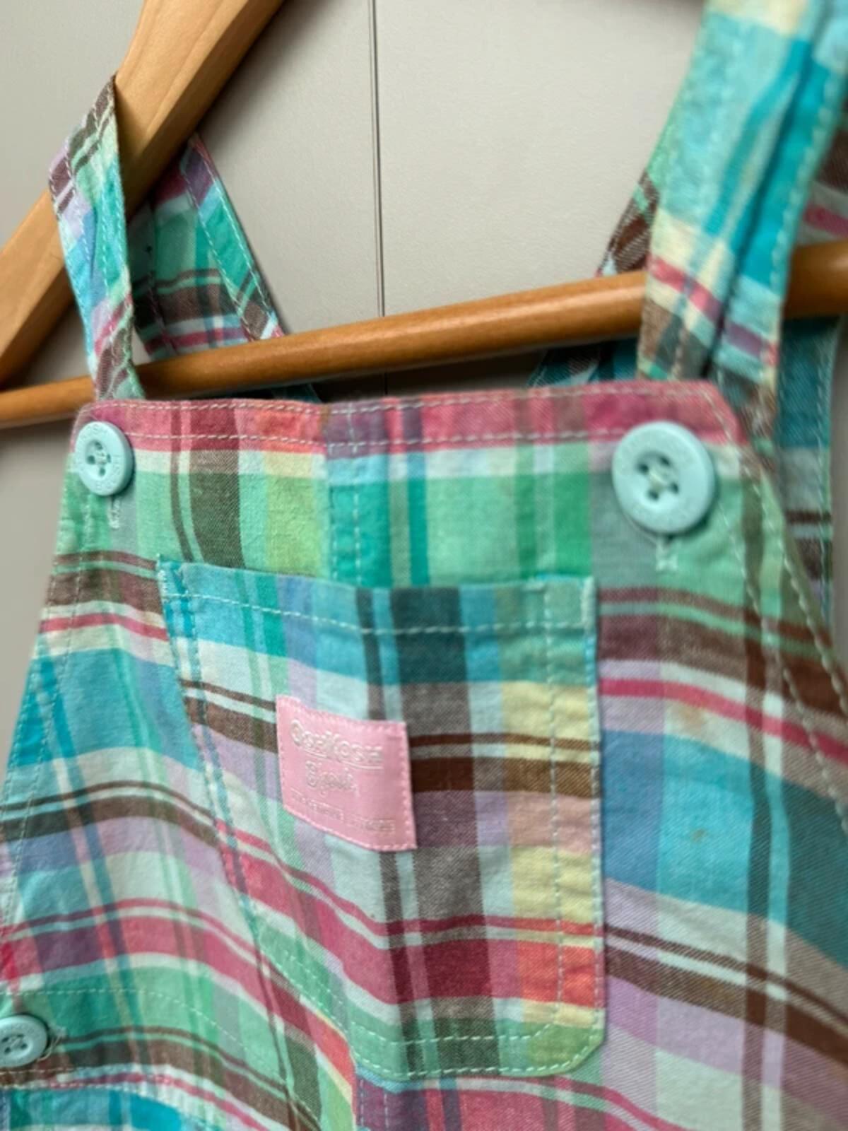 Oshkosh Vintage Check Shortall Dungarees 24M