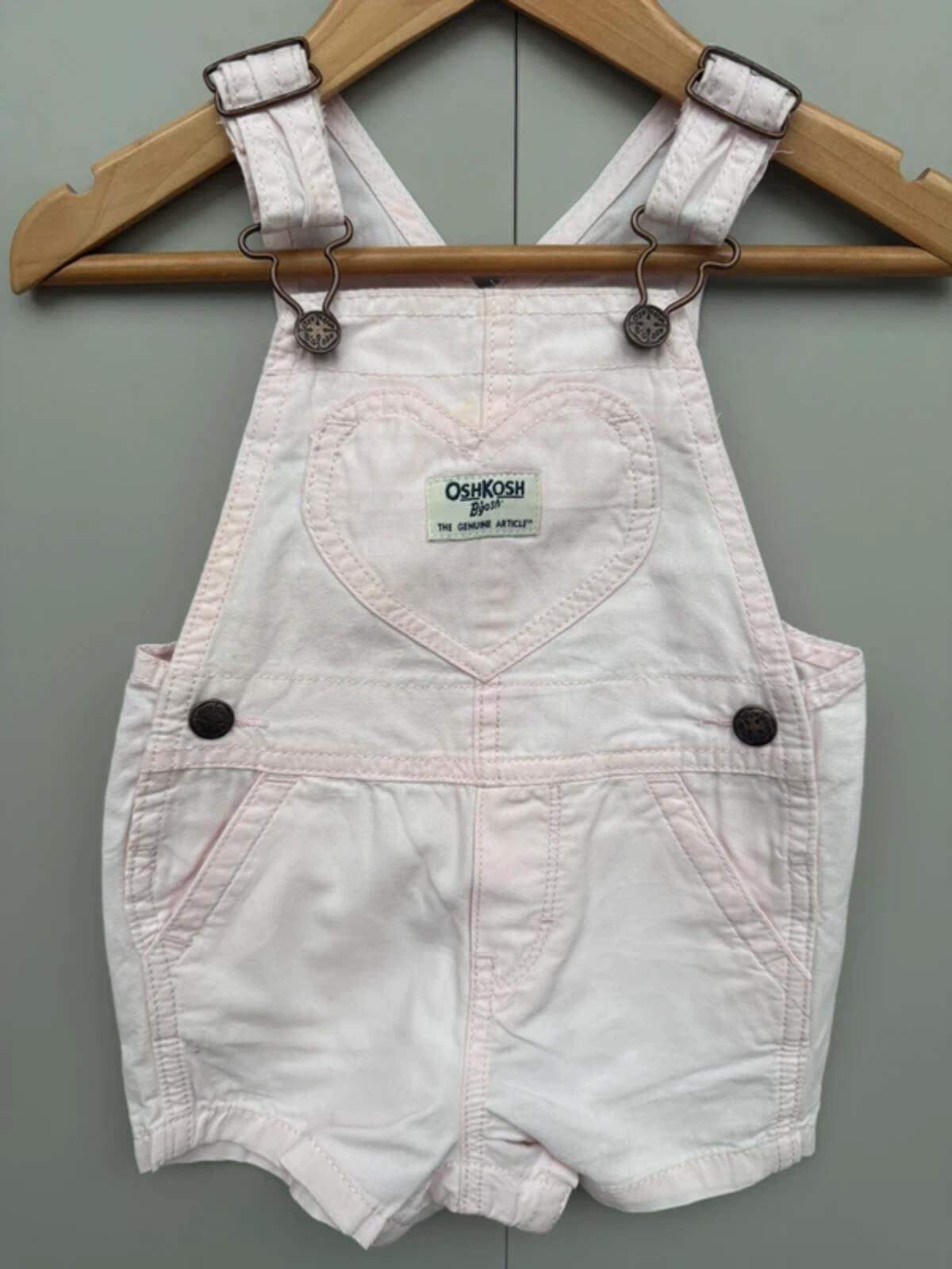 Oshkosh Rose Pink Heart Shortalls 12M