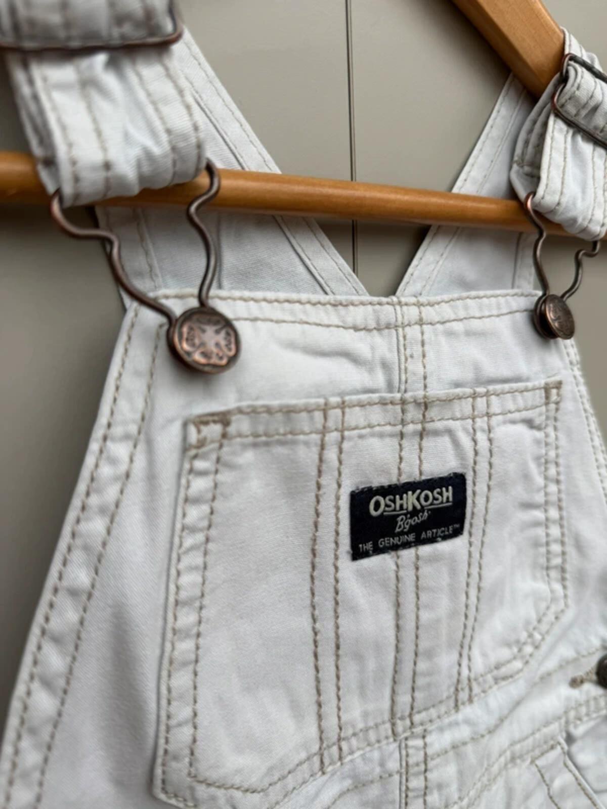 Oshkosh Cream Cotton Shortall Dungarees 24M