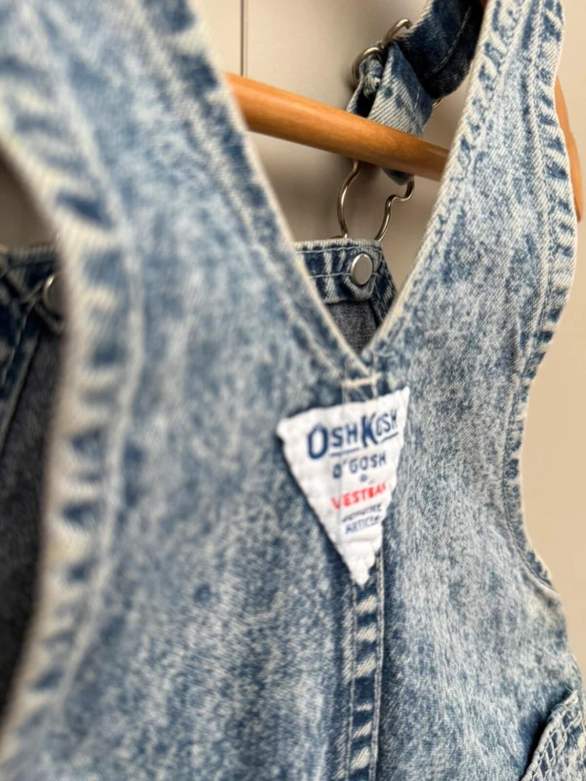Oshkosh Vintage Acid Denim Shortall Dungarees 24M