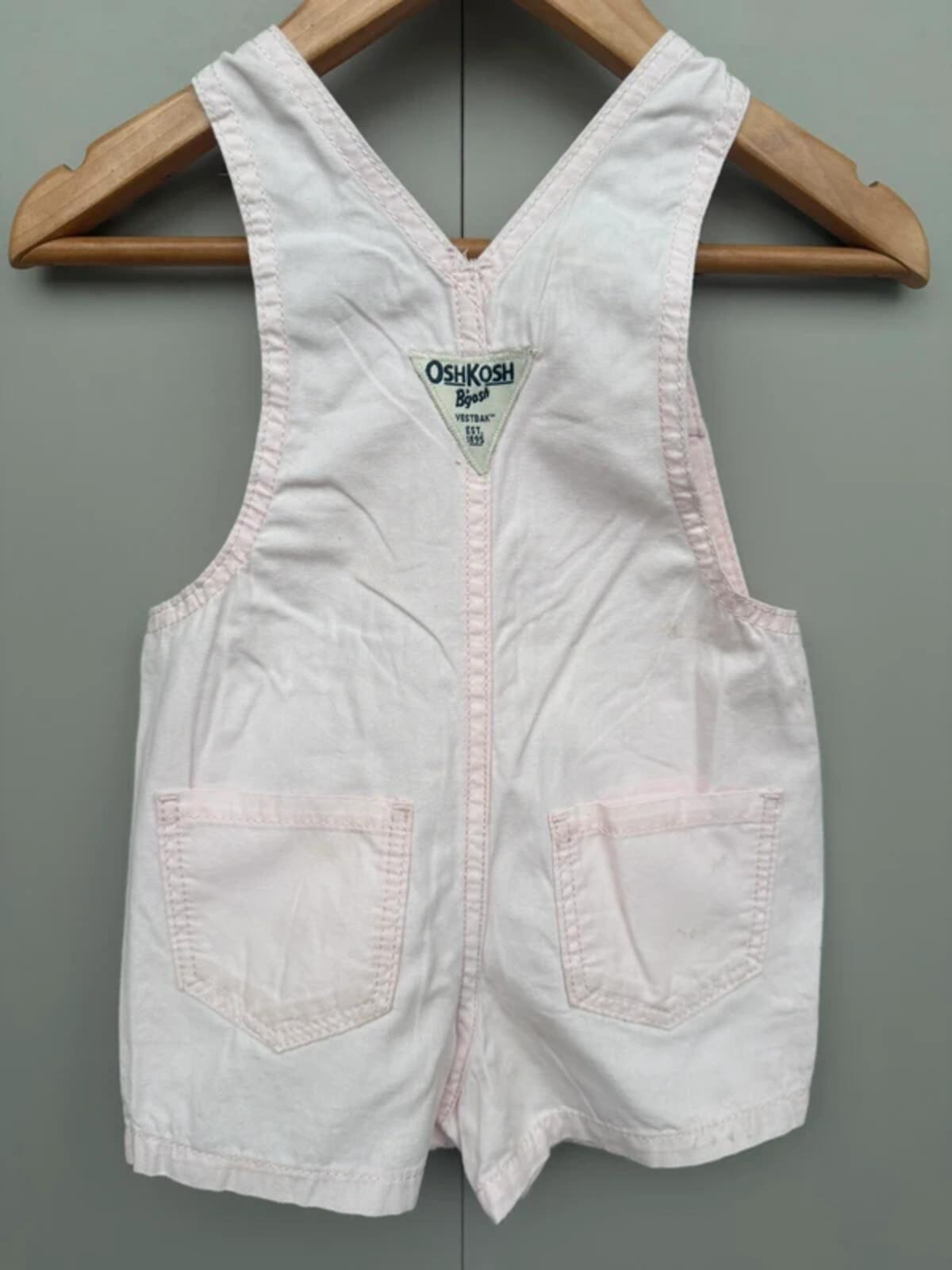 Oshkosh Rose Pink Heart Shortalls 12M