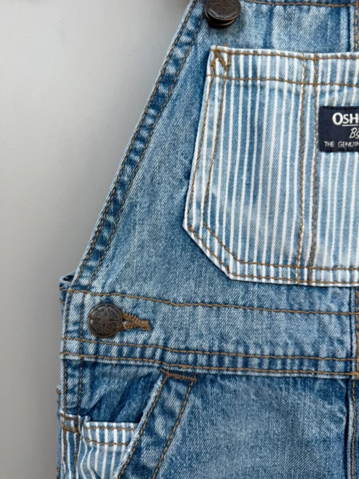 Oshkosh Denim Striped Shortall Dungarees 18M