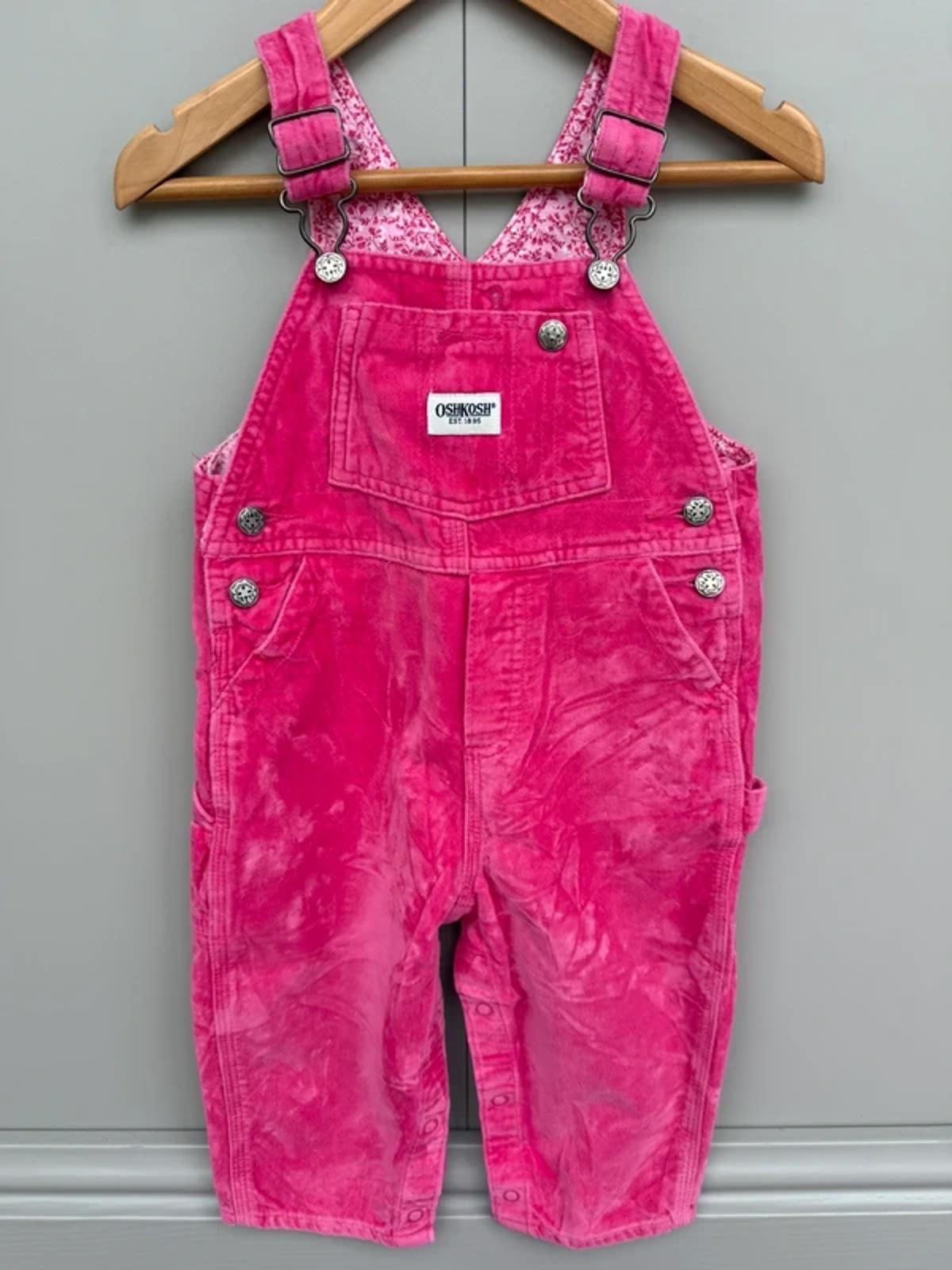 Oshkosh Vintage Pink Velvet Dungarees 18M