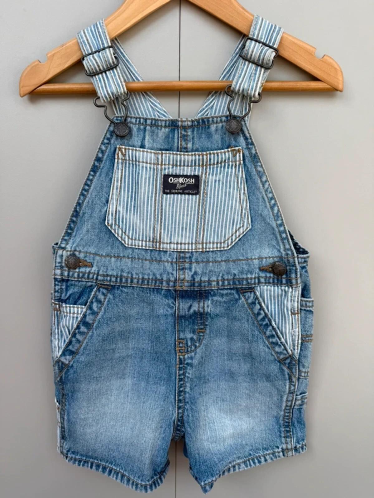 Oshkosh Denim Striped Shortall Dungarees 18M