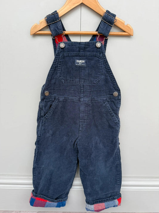 Oshkosh Navy Check Corduroy Dungarees 2T