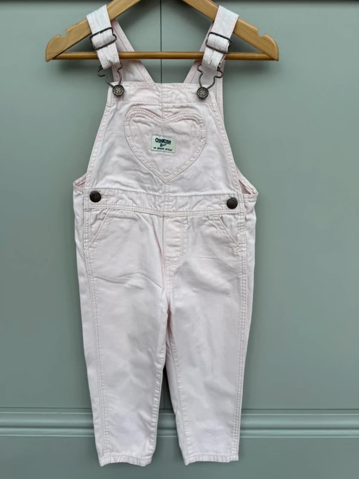 Oshkosh Pink Rose Heart Dungarees 3T