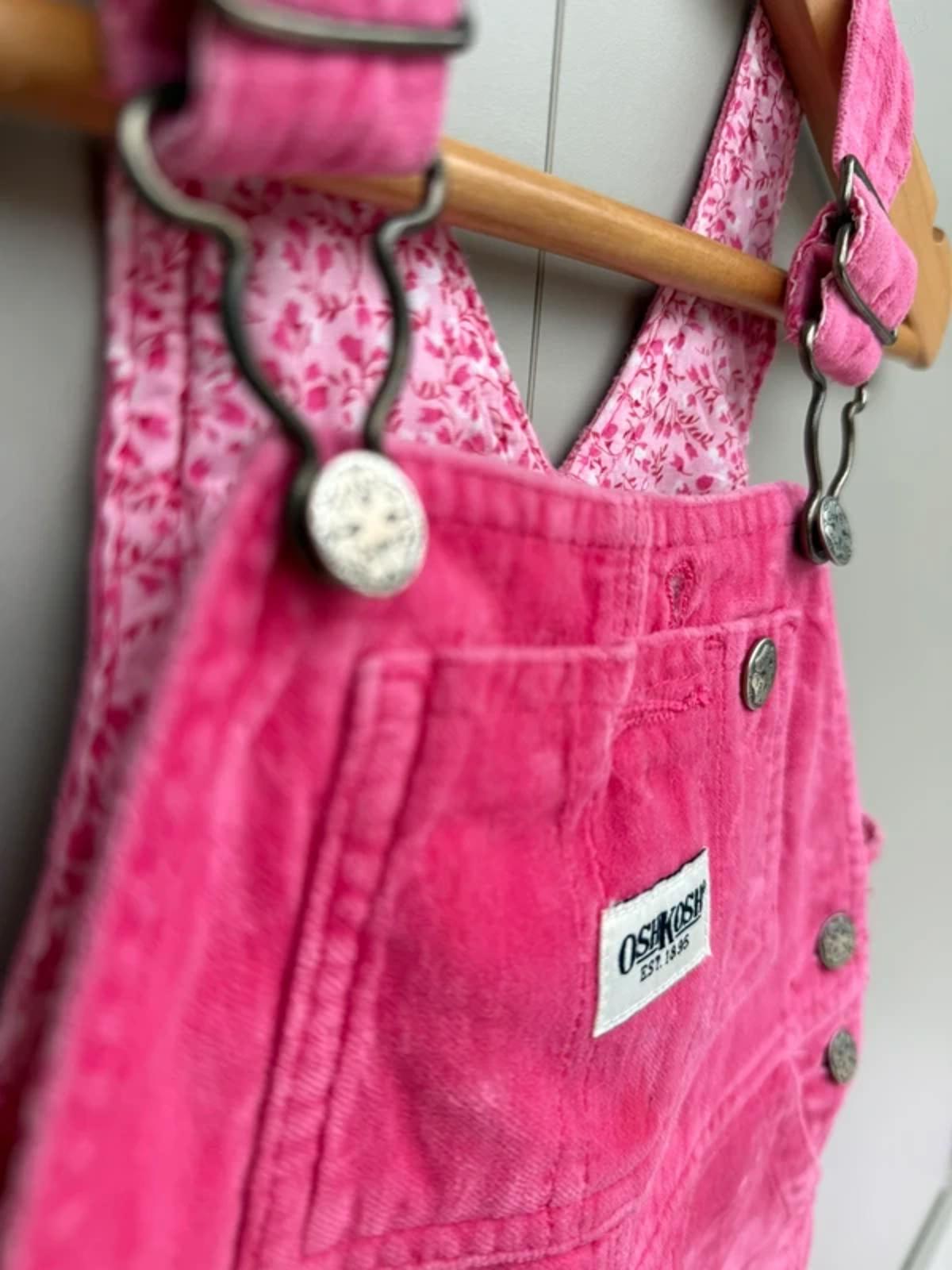 Oshkosh Vintage Pink Velvet Dungarees 18M
