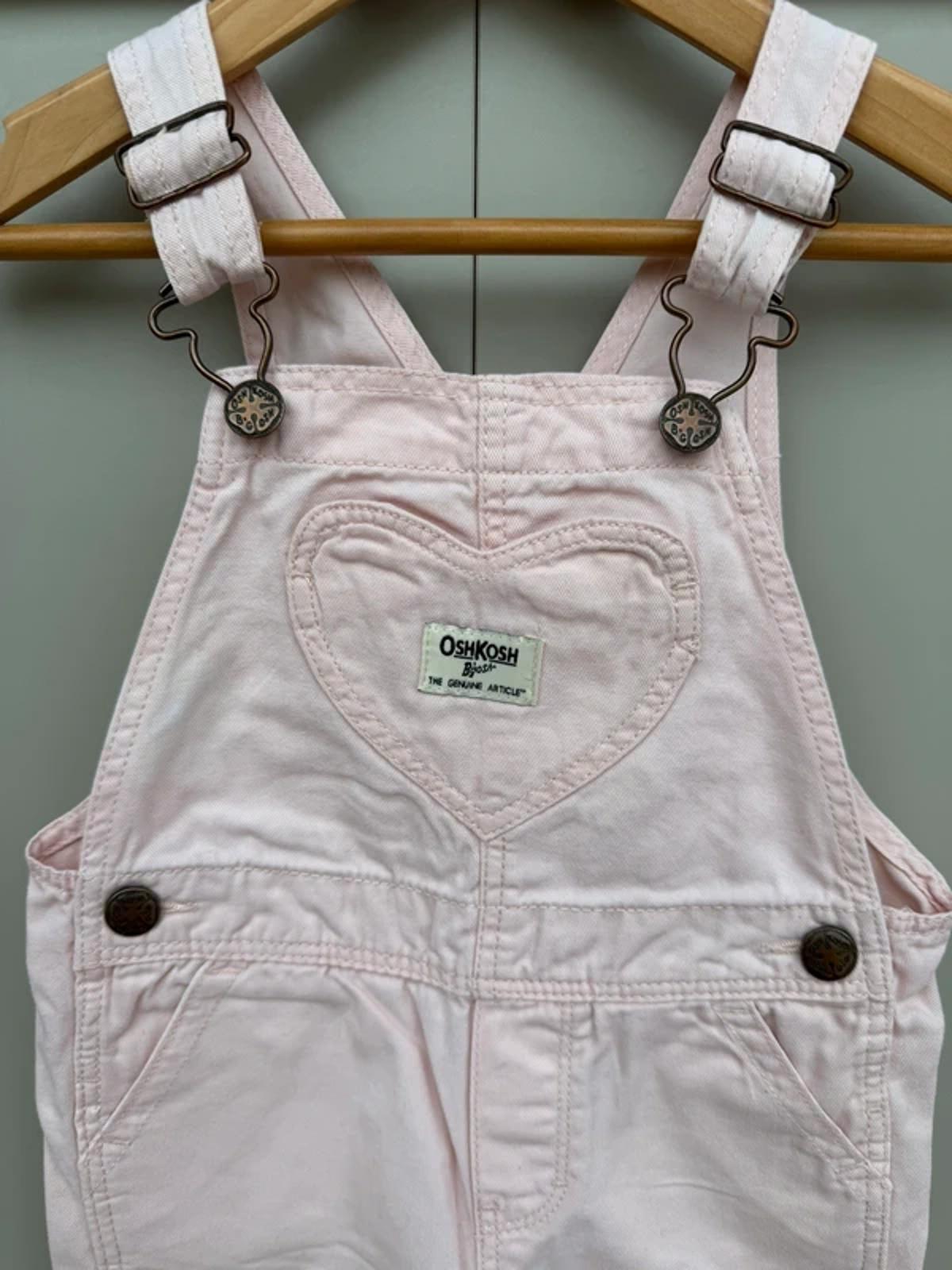 Oshkosh Pink Rose Heart Dungarees 3T