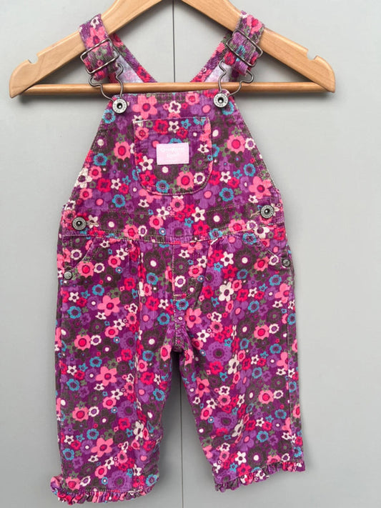 Oshkosh Vintage Corduroy Floral Dungarees 6M