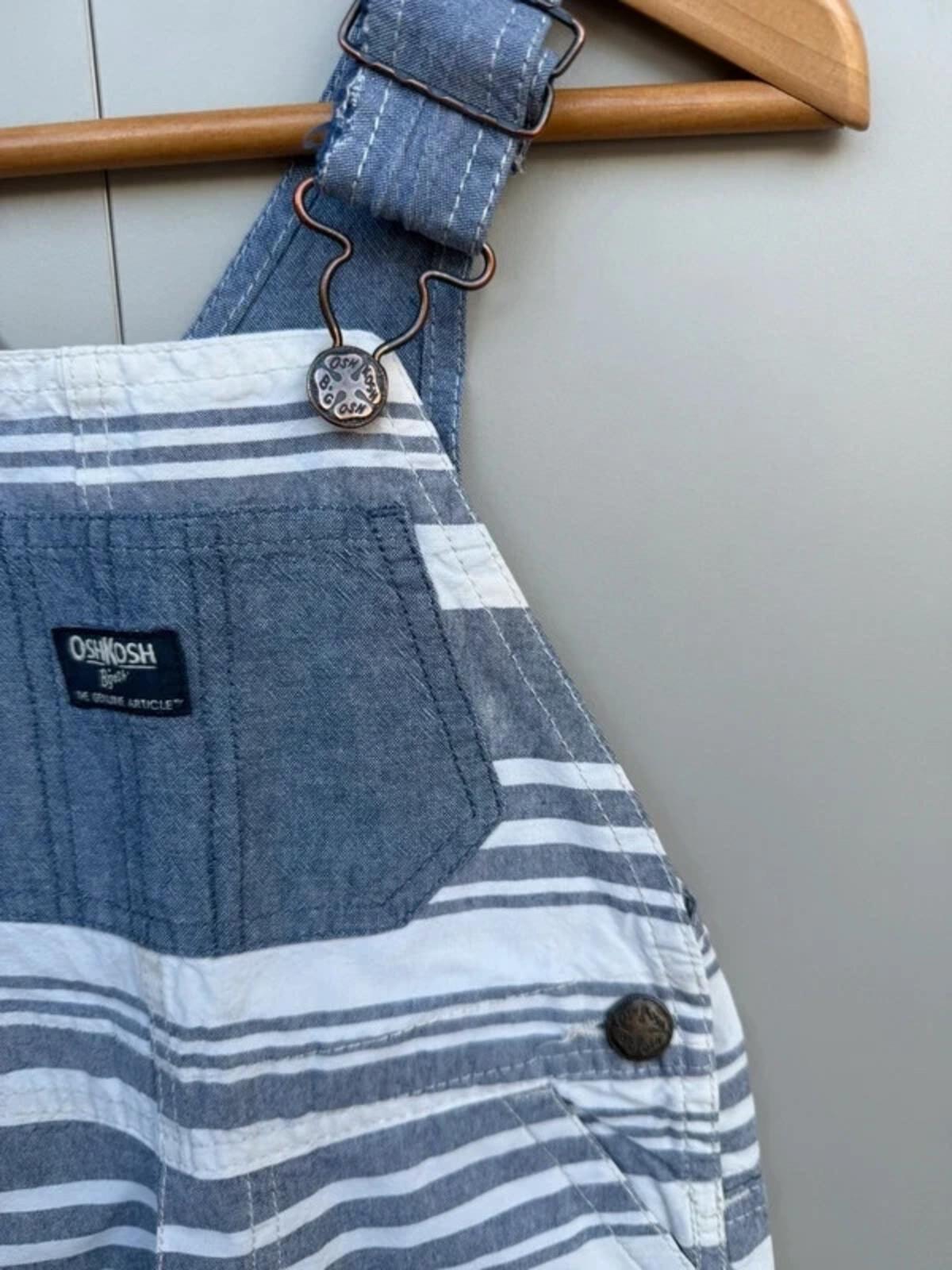 Oshkosh Striped Blue Shortall Dungarees 3T