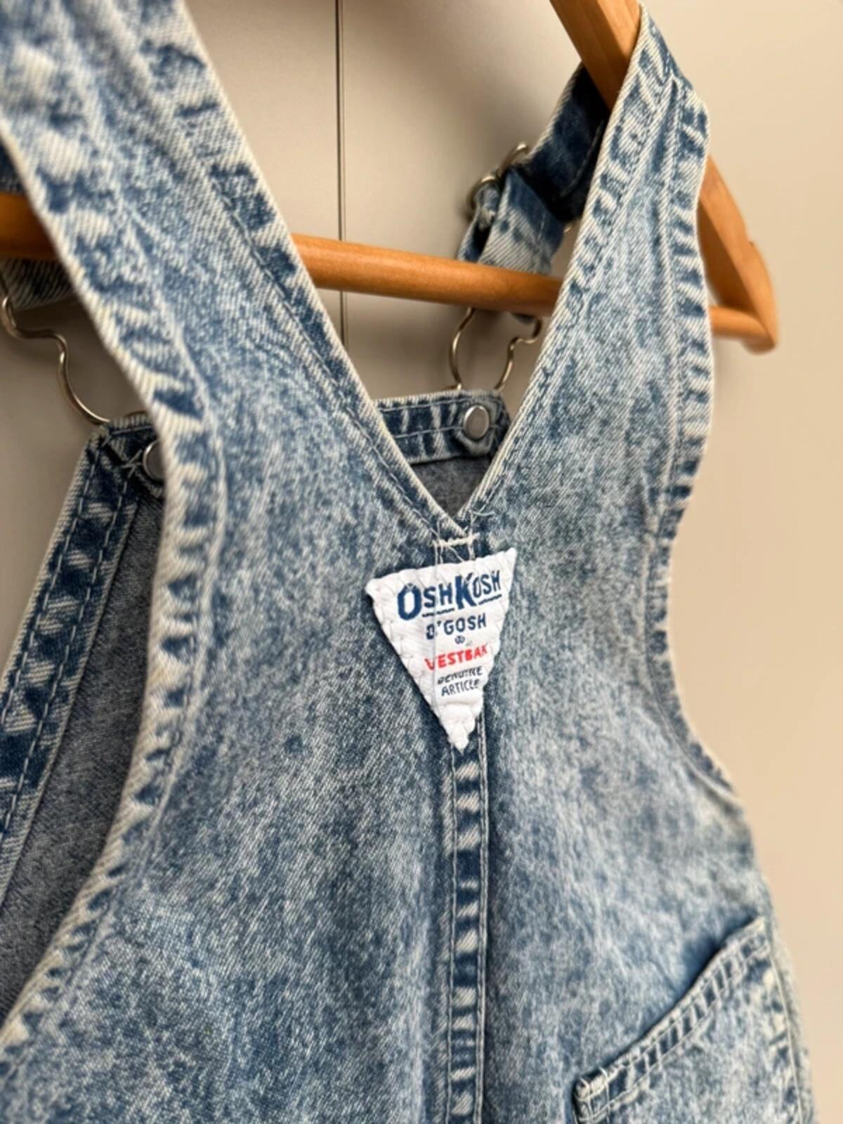 Oshkosh Vintage Acid Denim Shortall Dungarees 24M