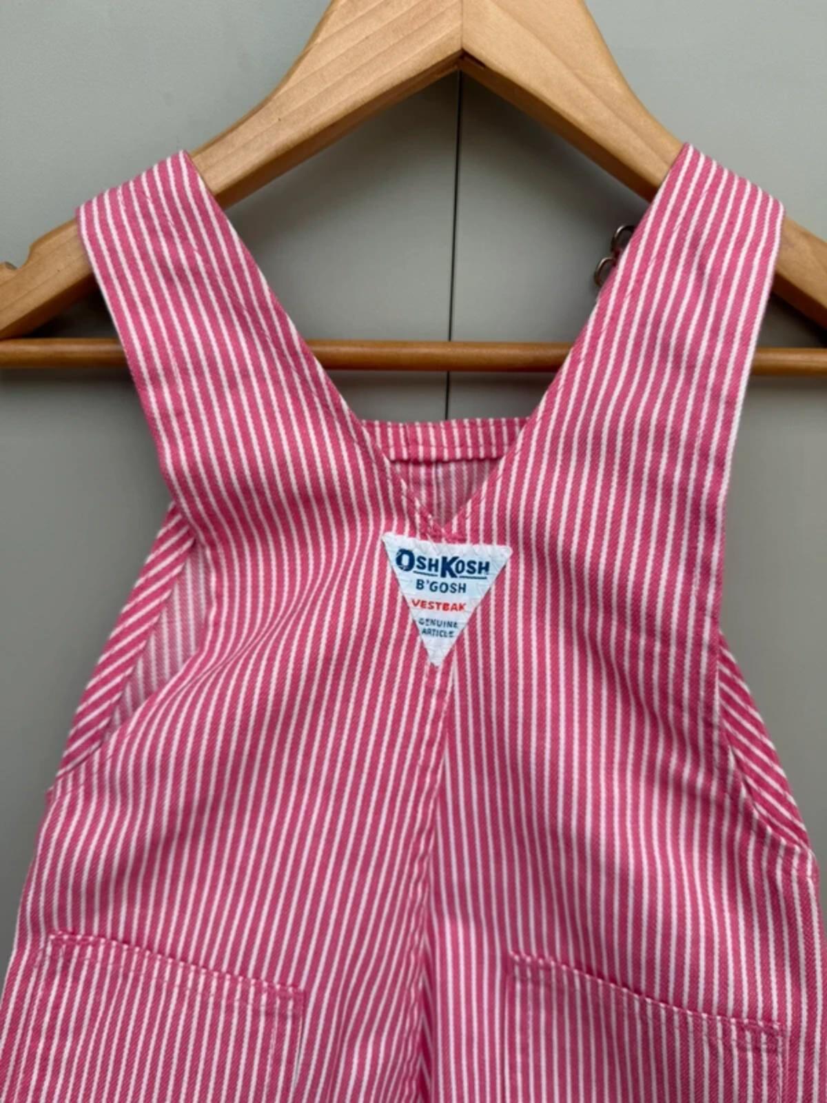 Oshkosh Vintage 80s USA Hickory Pink Shortall Dungarees 3T