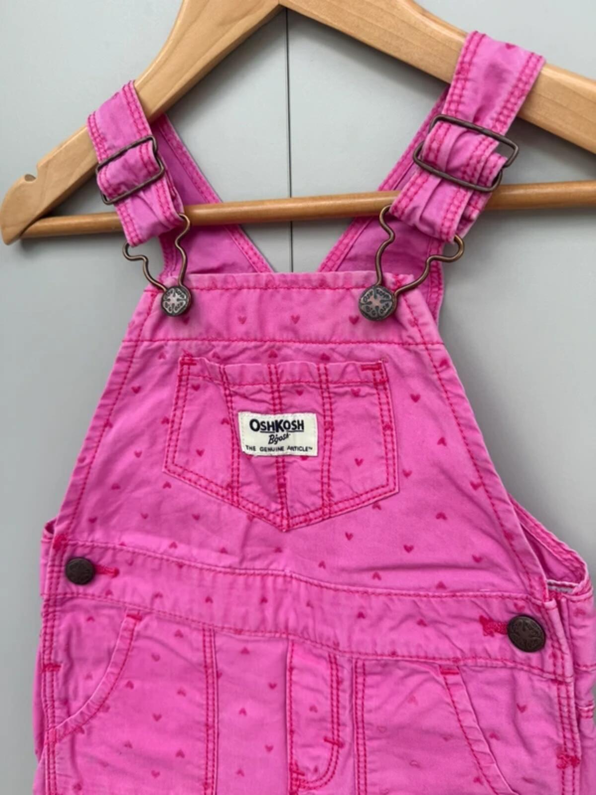 Oshkosh Pink Heart Shortall Dungarees 12M