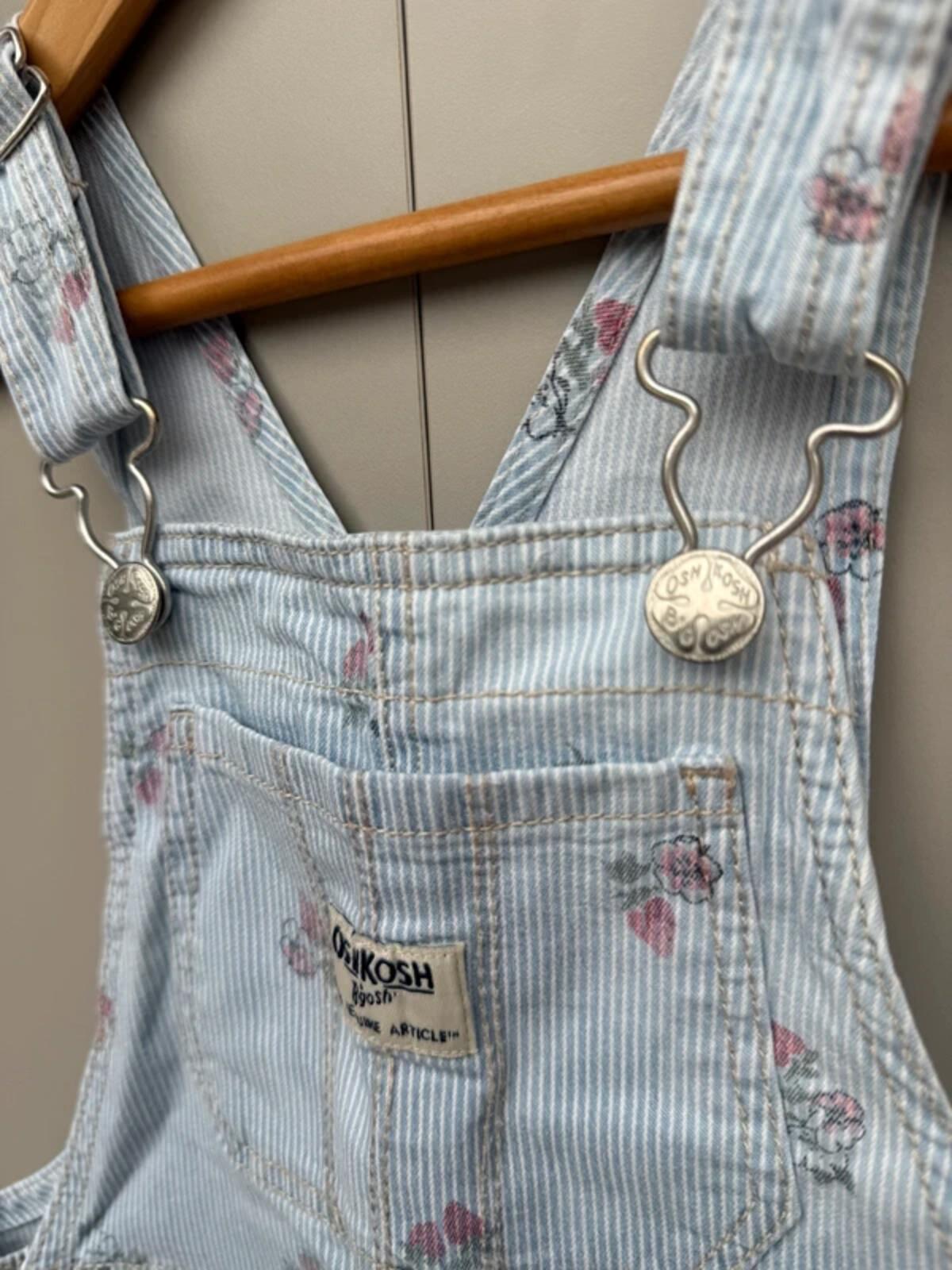 Oshkosh Strawberry Striped Shortall Dungarees 5T