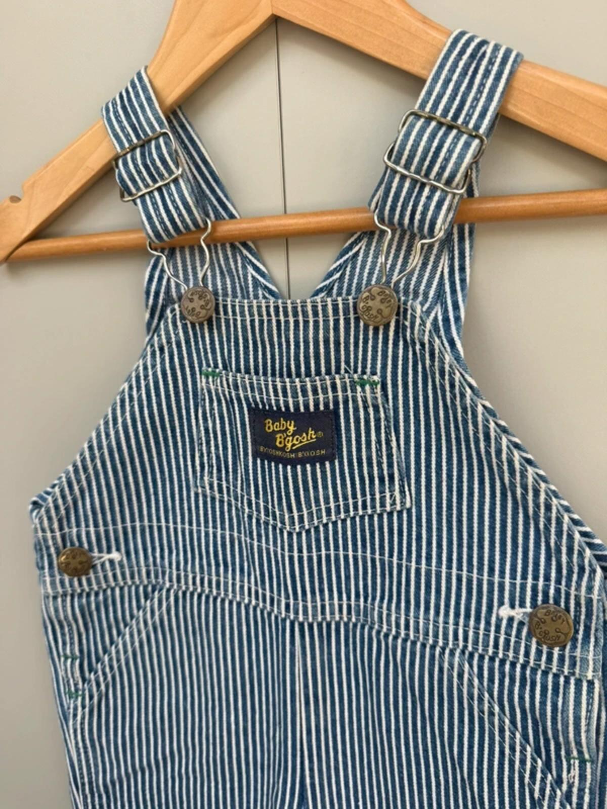 Oshkosh 80s Vintage Hickory Shortall Dungarees 12M