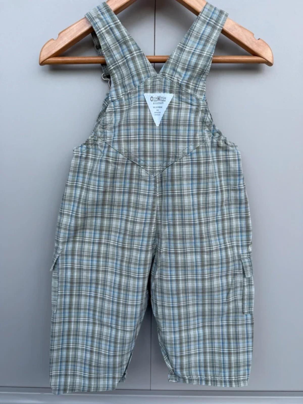 Oshkosh Vintage 90s Check Dungarees 12M
