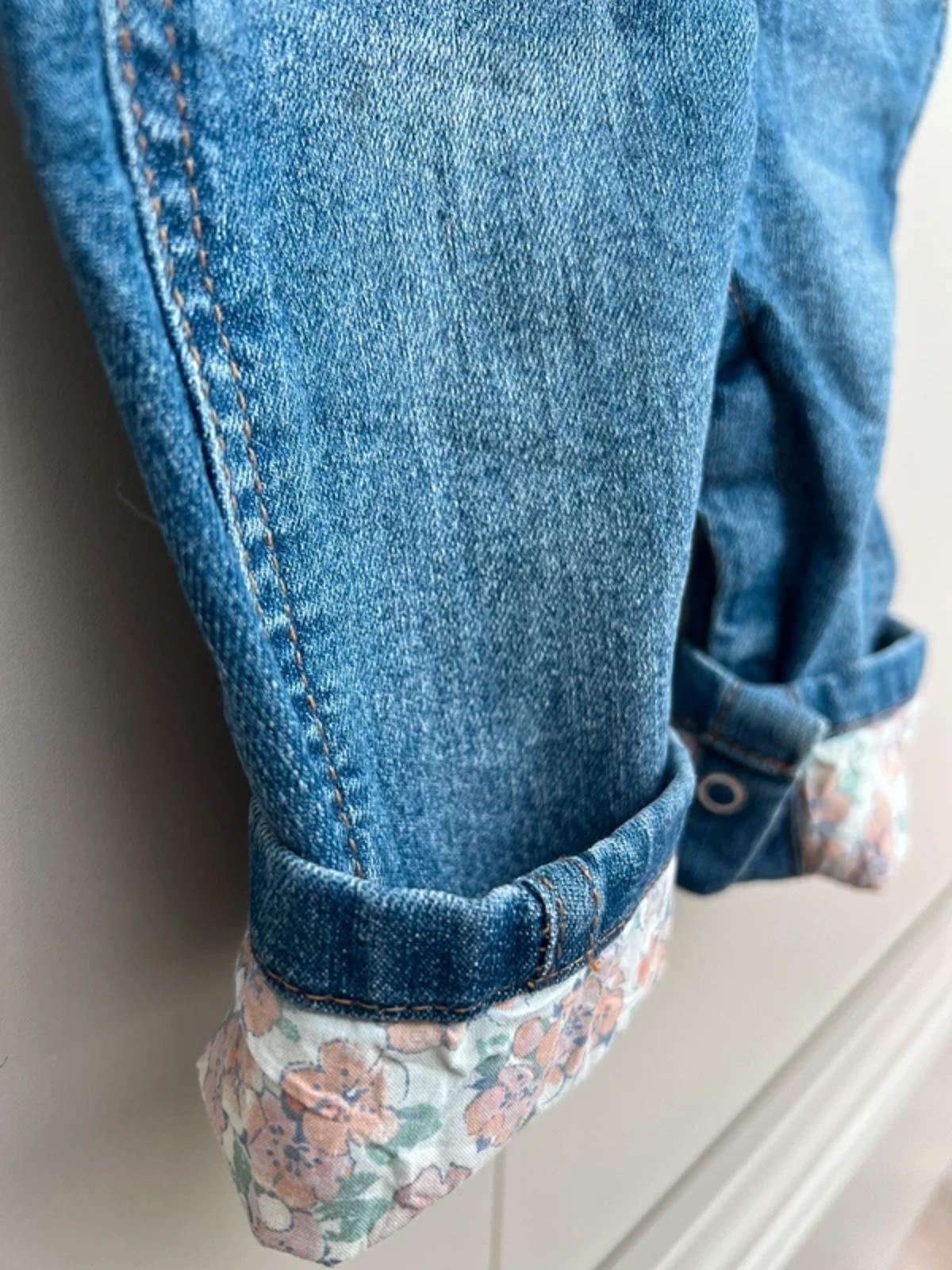 Oshkosh Floral Denim Turn Up Dungarees 6M