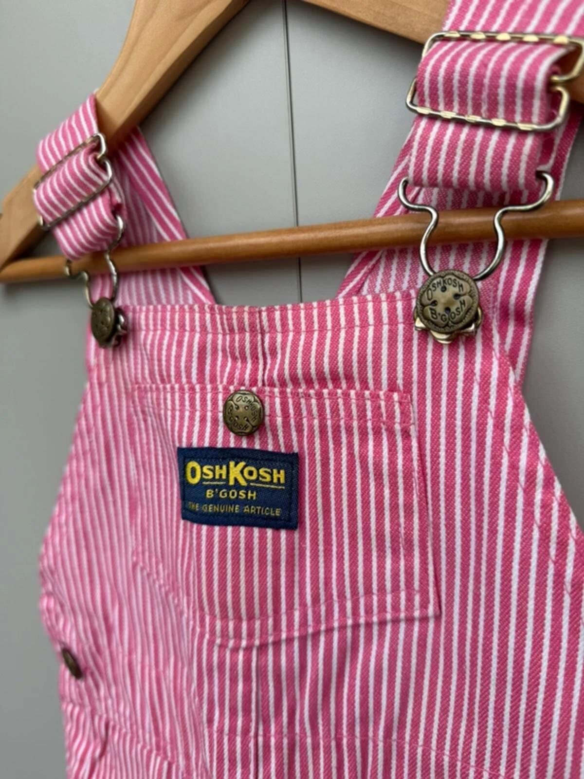 Oshkosh Vintage 80s USA Hickory Pink Shortall Dungarees 3T