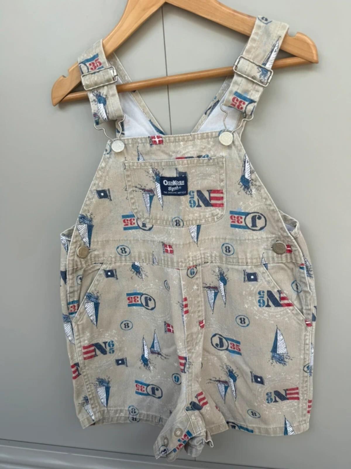 RARE Oshkosh 80s USA Vintage Boat Shortall Dungarees 4T