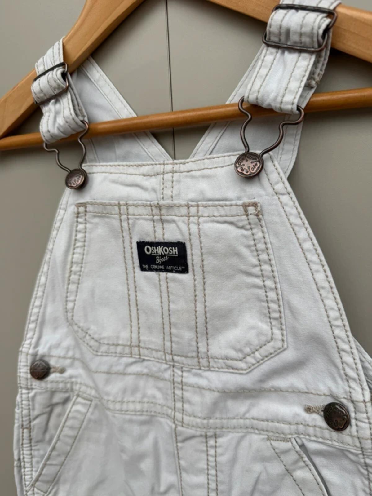 Oshkosh Cream Cotton Shortall Dungarees 24M