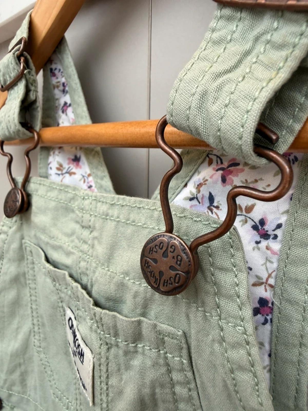 Oshkosh Sage Green Floral Dungarees 2T