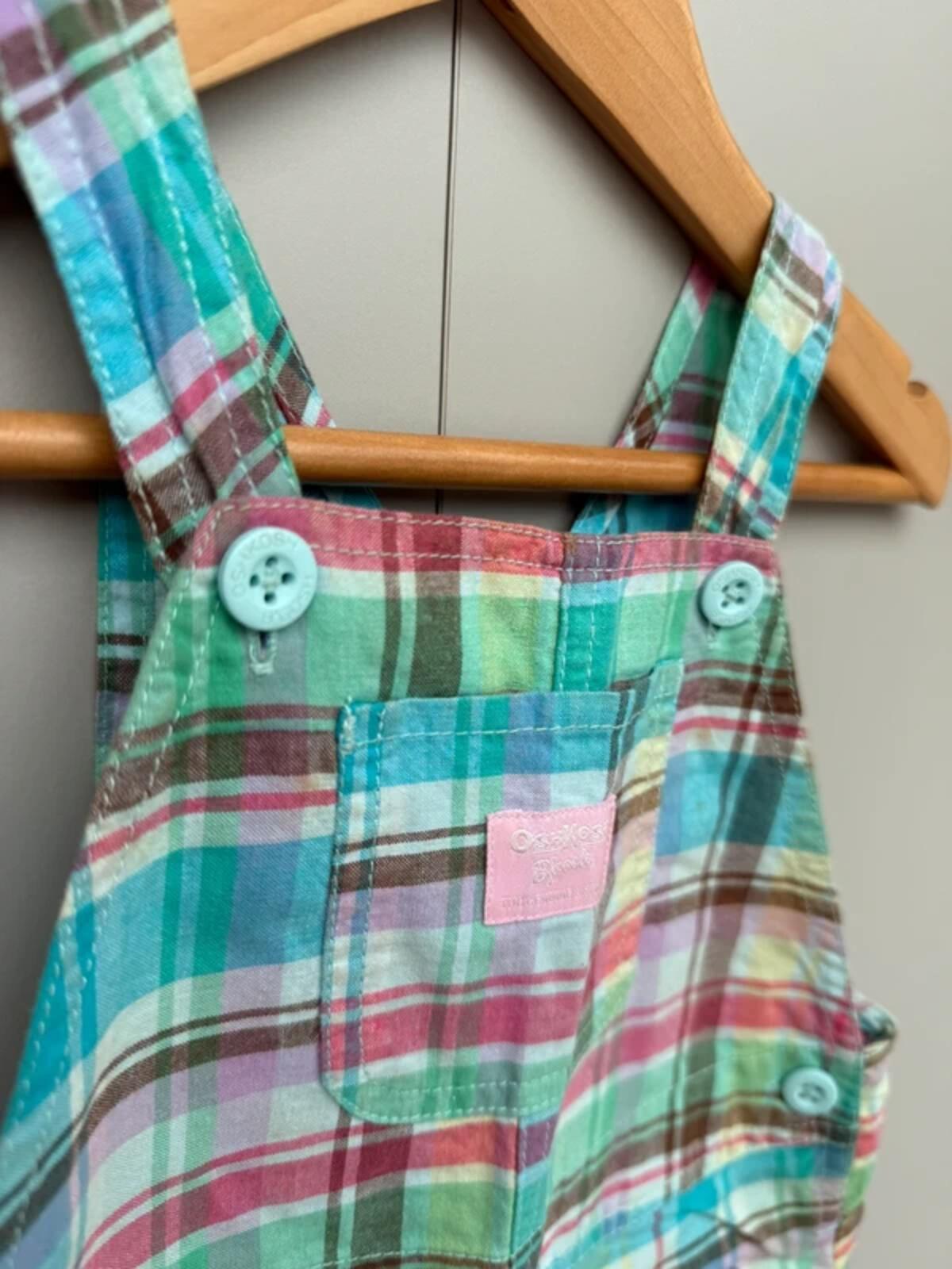 Oshkosh Vintage Check Shortall Dungarees 24M