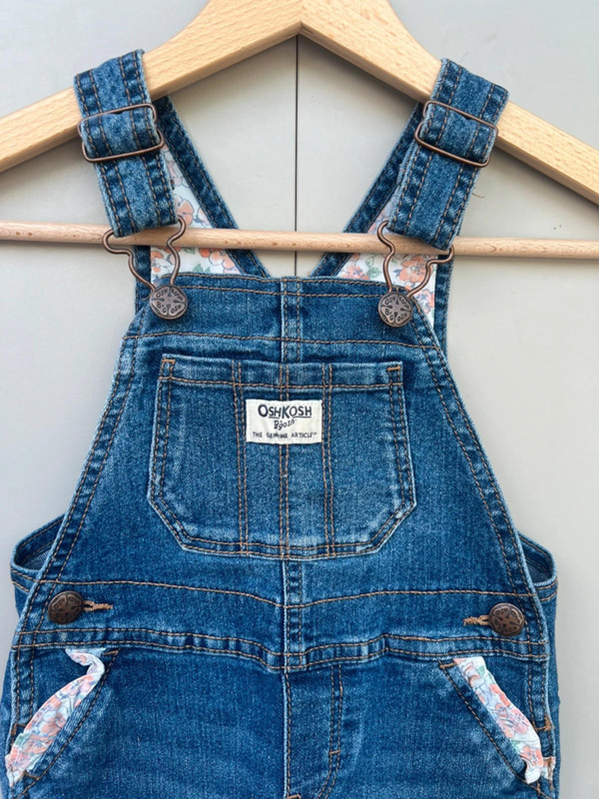 Oshkosh Denim Floral Shortalls 2T