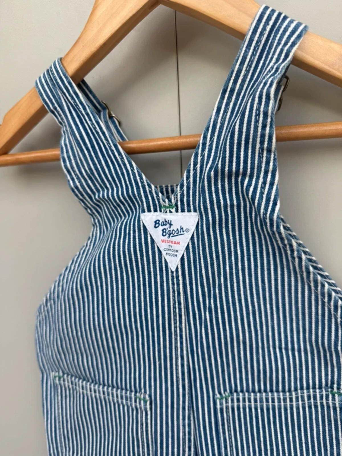Oshkosh 80s Vintage Hickory Shortall Dungarees 12M