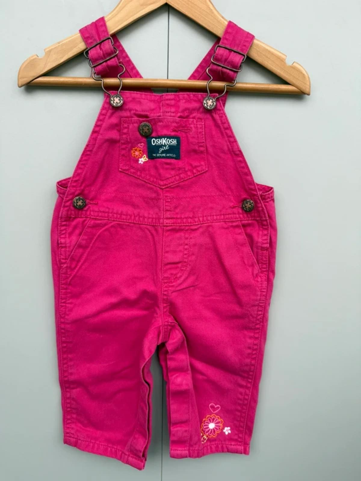 Oshkosh Pink Embroidered Dubgarees 6M