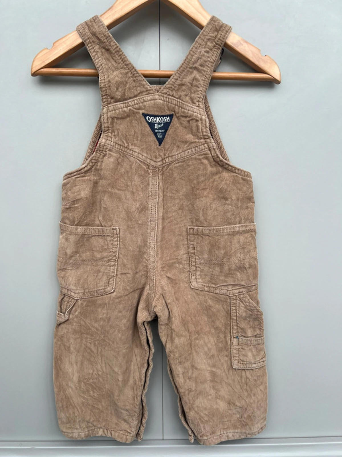 Oshkosh Taupe Corduory Dungarees 12M
