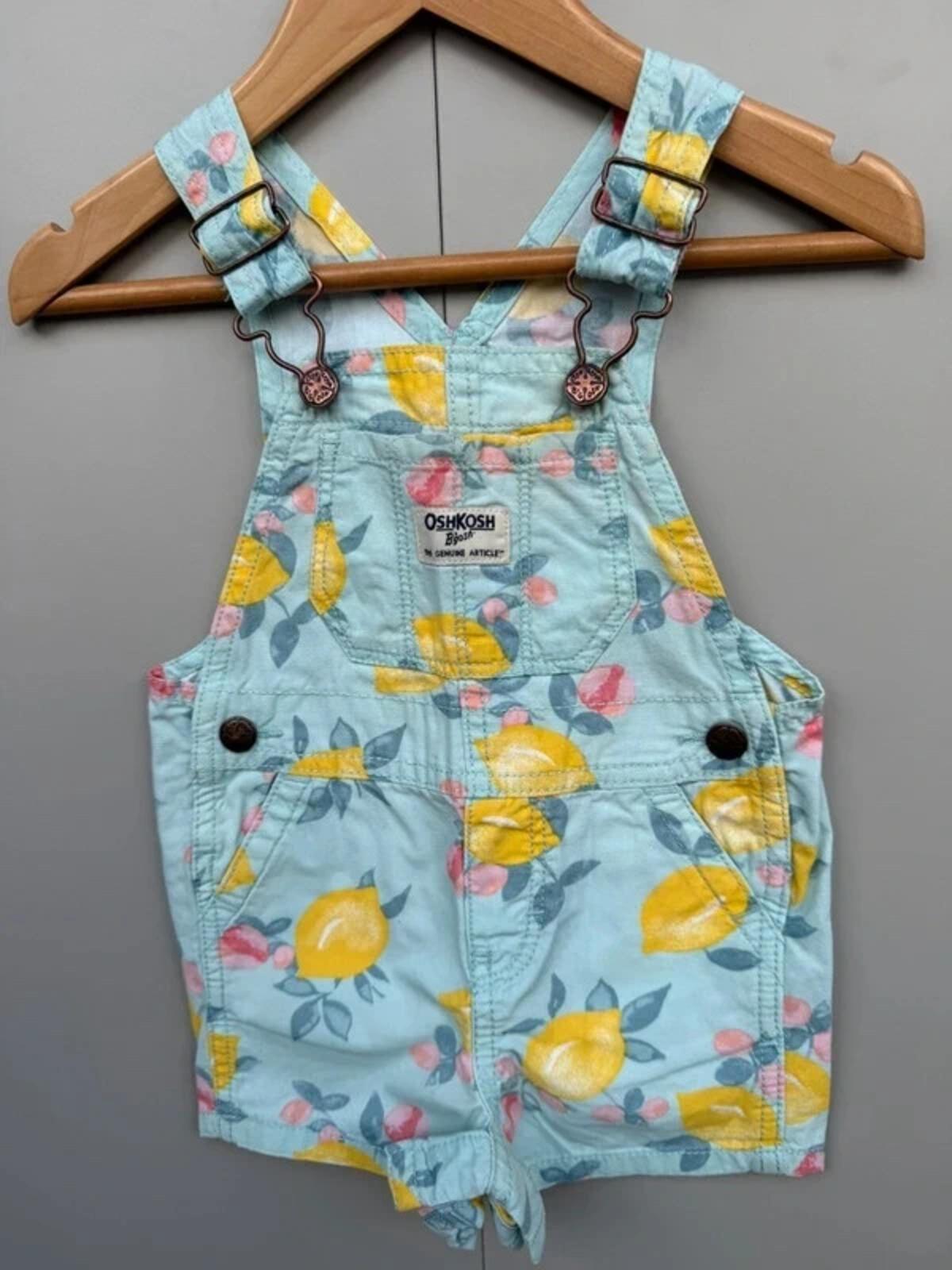Oshkosh Lemon Blue Shortall Dungarees 12M