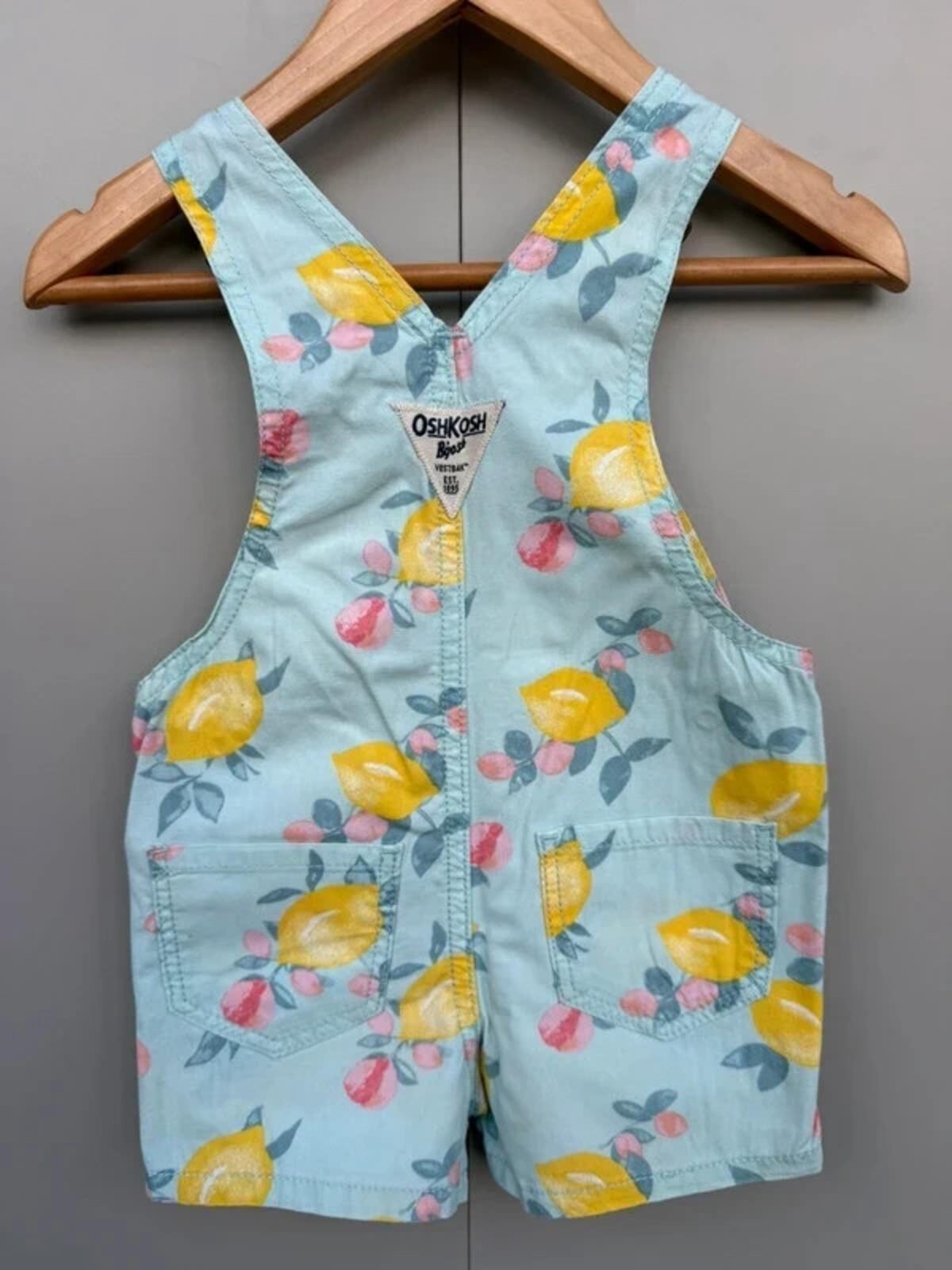 Oshkosh Lemon Blue Shortall Dungarees 12M