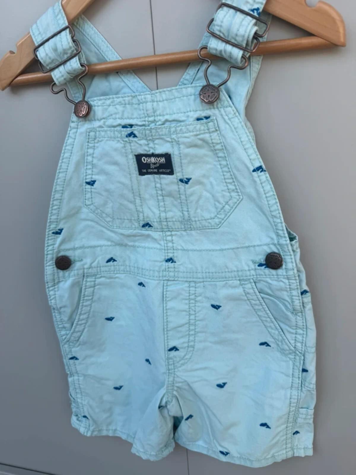 Oshkosh Whale Light Blue Shortalls 2T