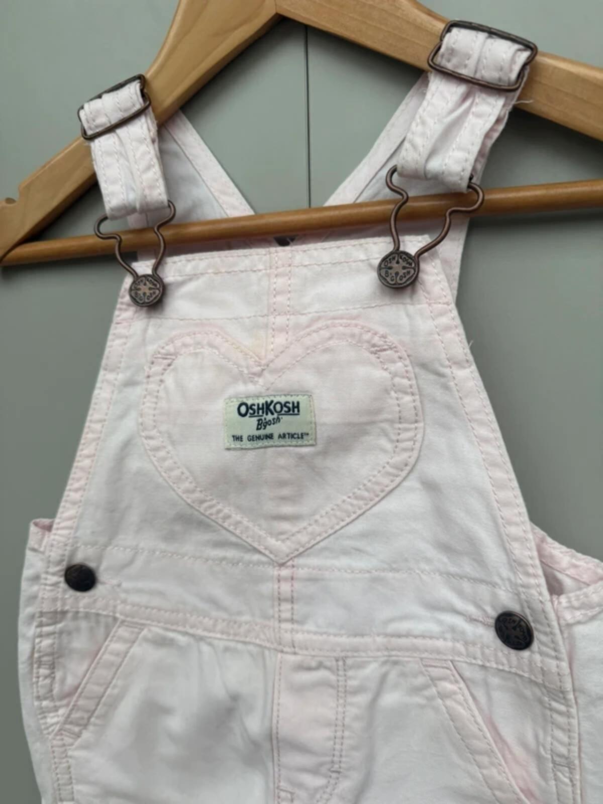 Oshkosh Rose Pink Heart Shortalls 12M