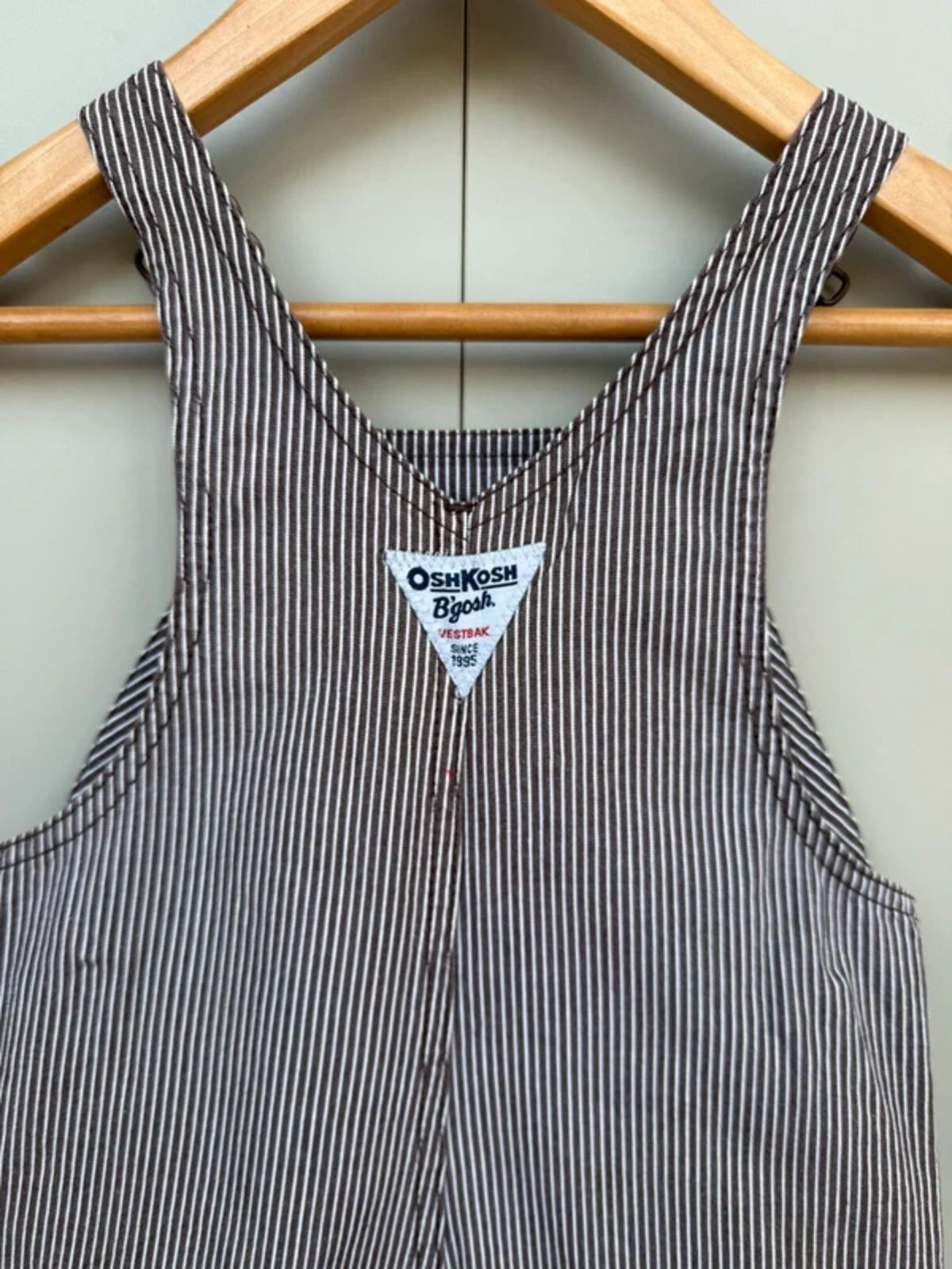 Oshkosh Brown Striped Shortall Dungarees 18M