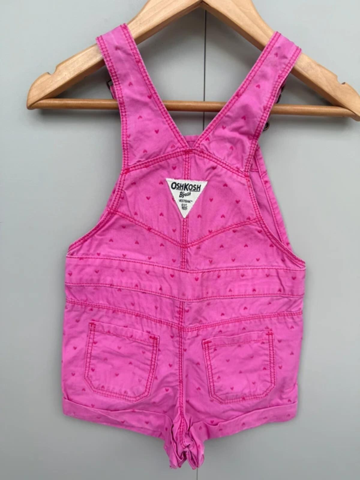 Oshkosh Pink Heart Shortall Dungarees 12M