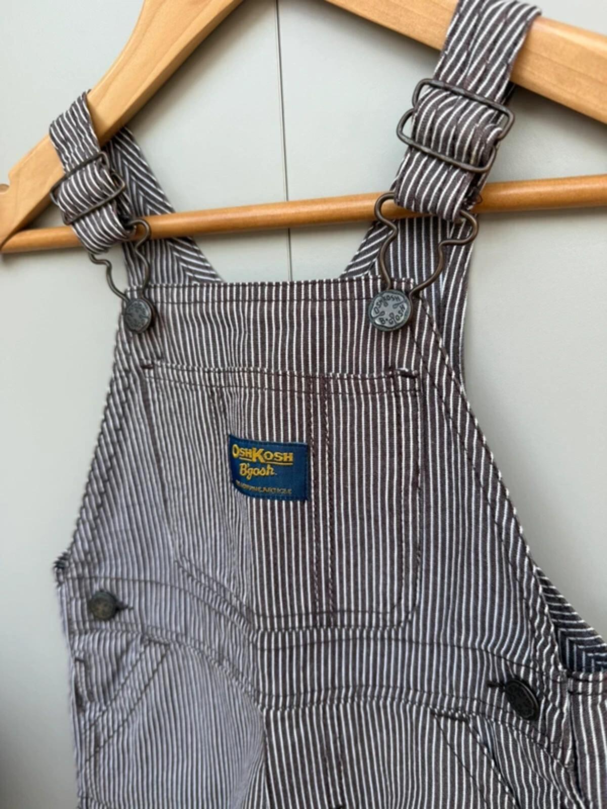 Oshkosh Brown Striped Shortall Dungarees 18M